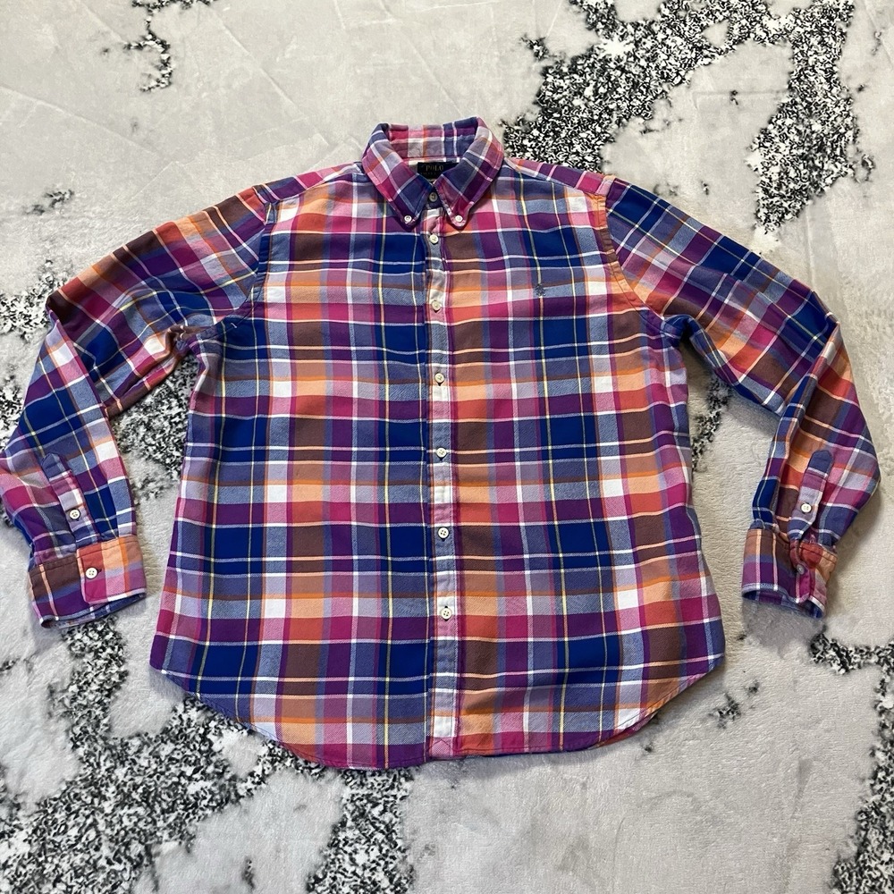 Polo Ralph Lauren Shirt Boys Sz XXL Classic Fit Multi‎ Plaid Flannel button-down